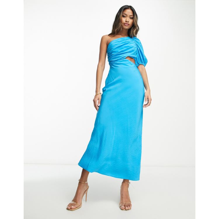 ASOS DESIGN washed one shoulder maxi dress with cut out side waist