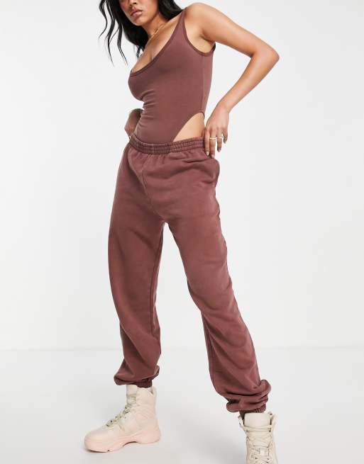 ASOS DESIGN washed oversized jogger in brown