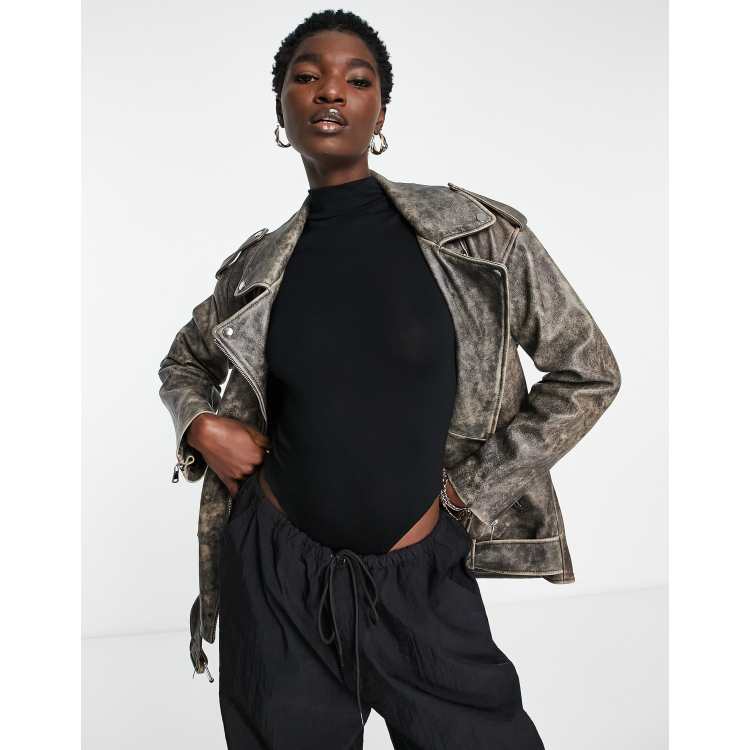 Asos real sale leather jacket