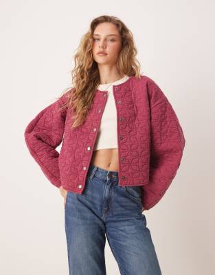 Asos Design Washed Quilted Jacket With Cocoon Sleeve