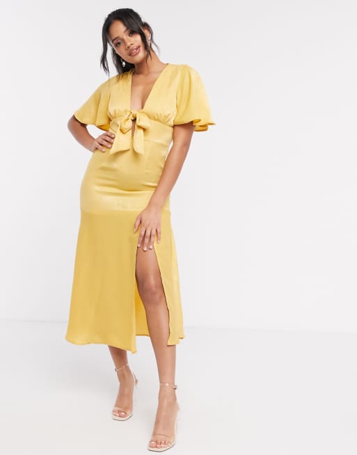 Asos yellow hot sale silk dress