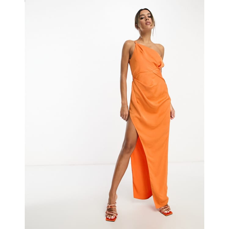 One sleeve hot sale orange dress