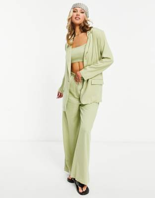 green linen suit womens