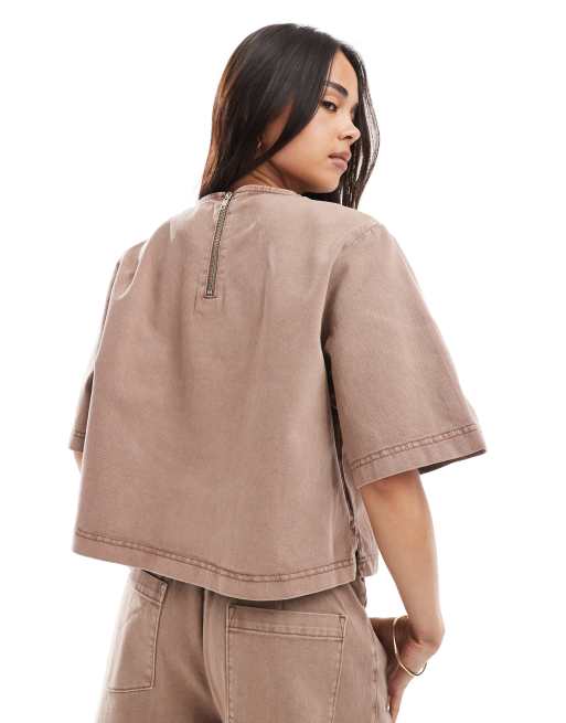ASOS DESIGN washed tee in washed mink - part of a set