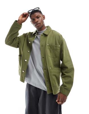 Asos Design Washed Twill Worker Jacket
