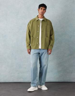 Asos Design Washed Twill Worker Jacket