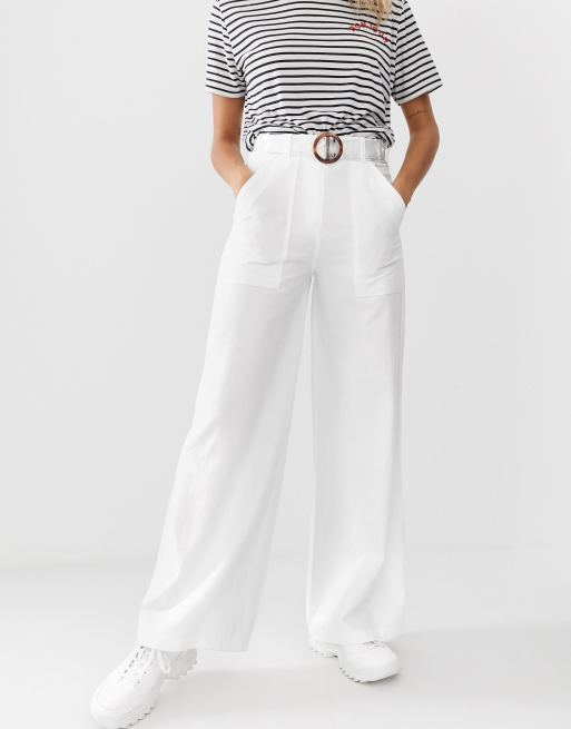 ASOS DESIGN washed wide leg flare trouser with belt