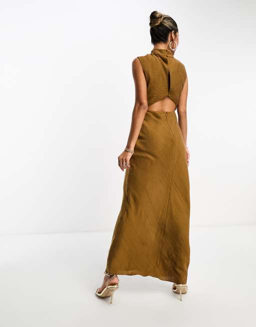 Asos design maxi dress with wrap sales waist with horn detail in satin