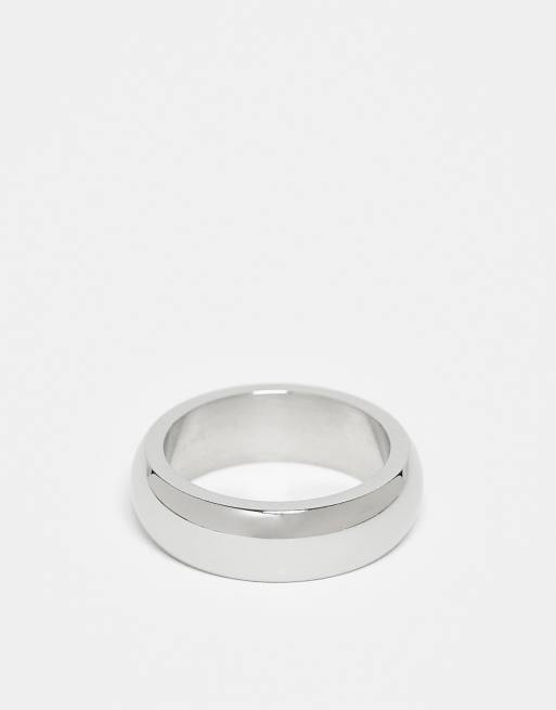ASOS DESIGN – Wąski gładki pierścionek z wodoodpornej stali nierdzewnej w kolorze srebra  