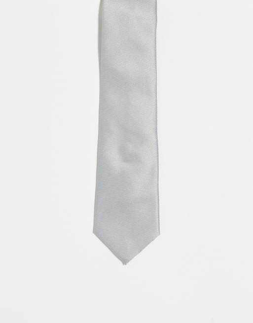 ASOS DESIGN – Wąski srebrny krawat