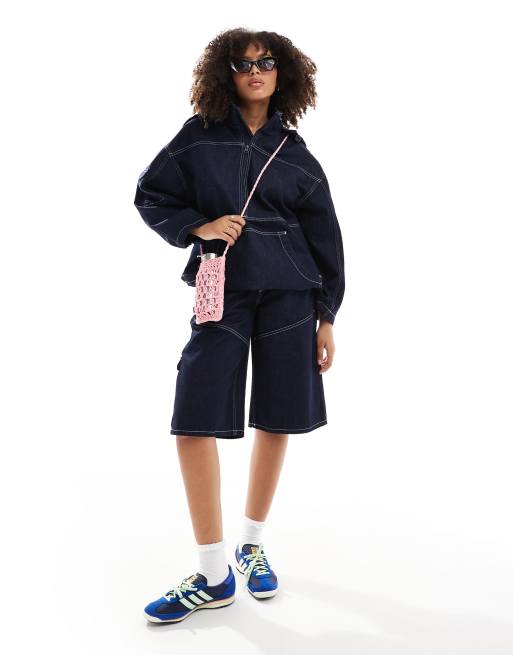 ASOS DESIGN – Wasserabweisende Jorts in Dunkelblau, Kombiteil