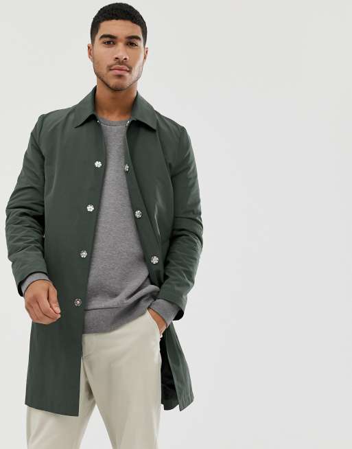 ASOS DESIGN – Wasserabweisender Trenchcoat in Grün