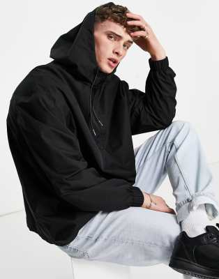 asos design -  – Wasserdichte Oversize-Regenjacke in Schwarz