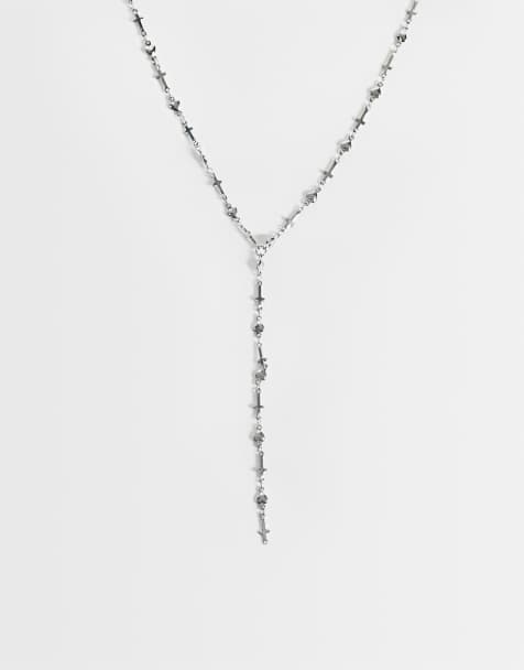 ASOS DESIGN wasserfeste Halskette aus Edelstahl mit Kreuz- und Herzanhänger in Silber - view 1