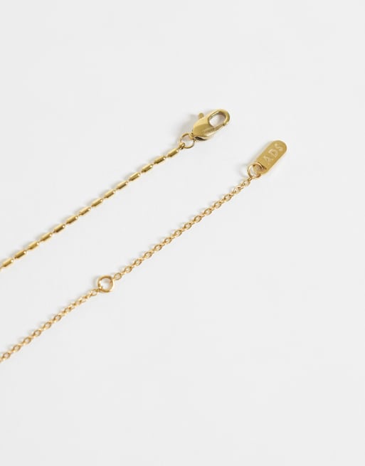 ASOS DESIGN wasserfeste Halskette mit schmaler Kette aus Edelstahl im 2er-Pack in Gold, 4 von 4