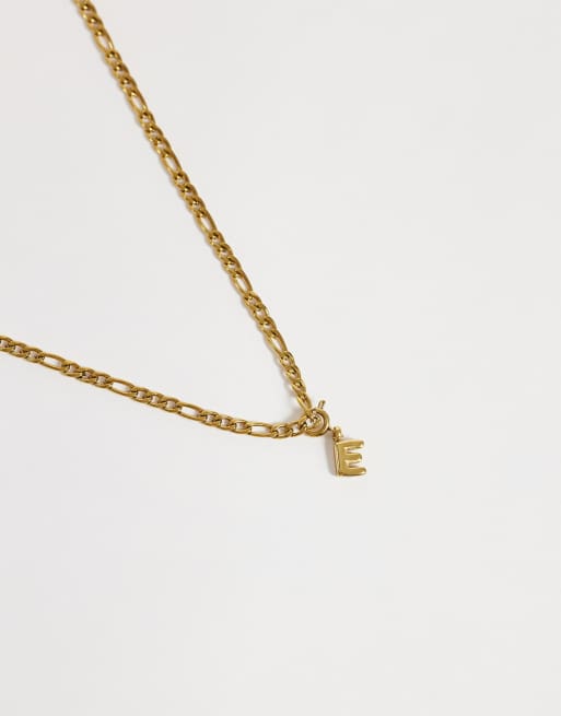 ASOS DESIGN wasserfester Edelstahl-Charm mit austauschbarem E in Gold, 4 von 4