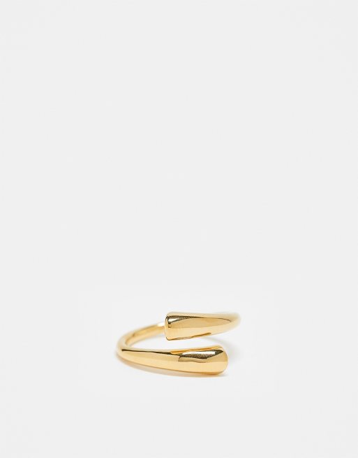 ASOS DESIGN – Wasserfester Edelstahlring in Goldoptik mit Wickeldesign