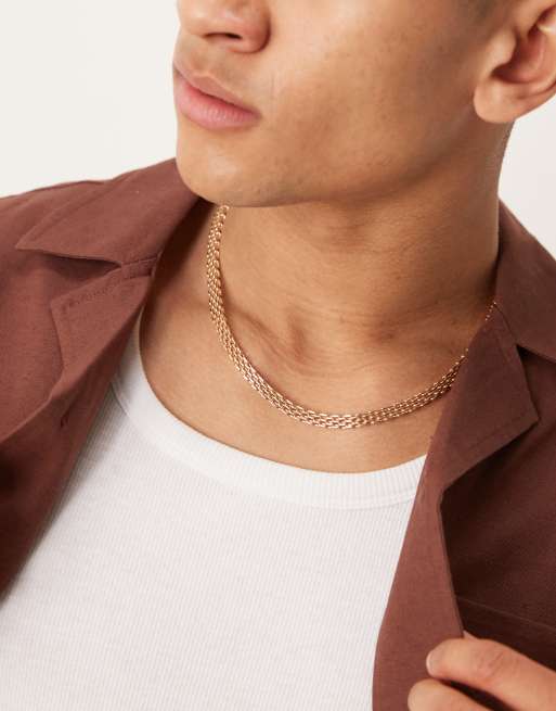 ASOS DESIGN watch chain necklace in gold tone