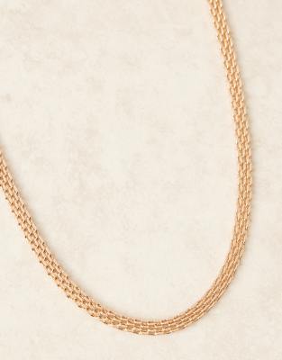 Asos Design Watch Chain Necklace In Gold
