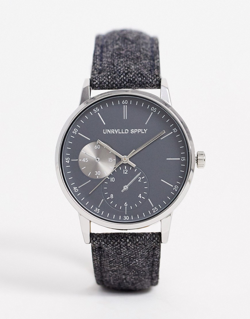 ASOS DESIGN watch in charcoal grey with felt strap