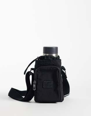 Asos Design Water Bottle Nylon Cross-body Bag In Black