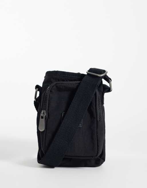 ASOS DESIGN water bottle nylon cross-body bag in black, 2 of 4