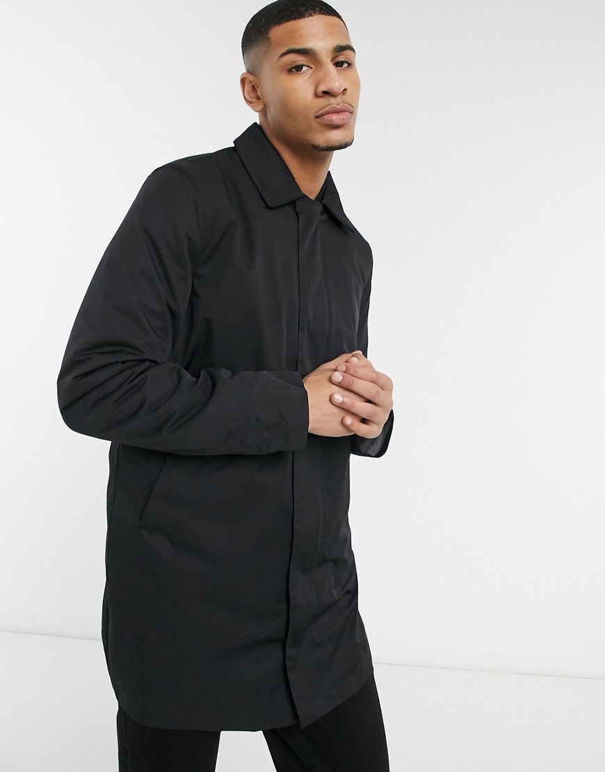 ASOS DESIGN water resistant commuter coat with detachable bomber liner in black