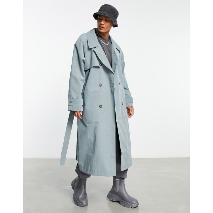 ASOS DESIGN water resistant oversized trench coat in blue