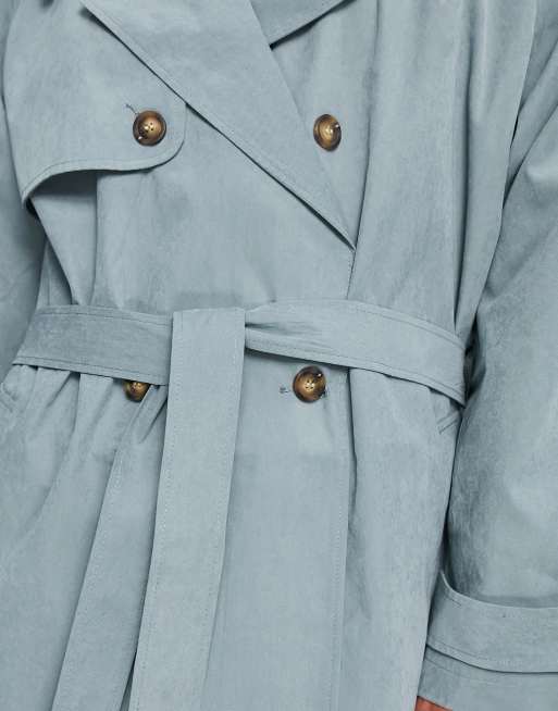 WATER REPELLENT OVERSIZED BELTED TRENCH COAT - Navy blue