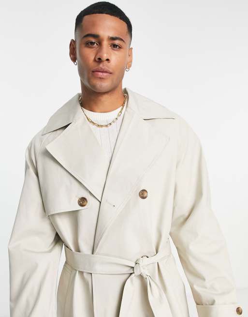 ASOS DESIGN water resistant oversized trench coat in off white ASOS