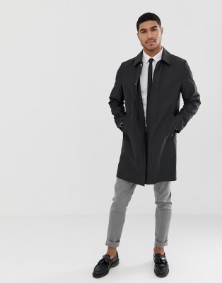ASOS DESIGN shower resistant trench coat in black Black