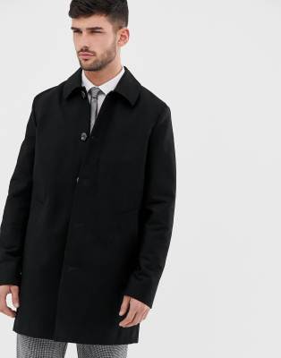 ASOS DESIGN - Regenfester, einreihiger Trenchcoat in Schwarz - Schwarz