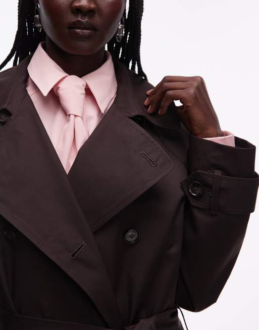 ASOS DESIGN - Waterafstotende trenchcoat met lange pasvorm in chocoladebruin, 2 van 4