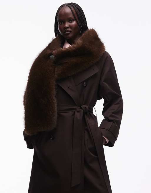 ASOS DESIGN - Waterafstotende trenchcoat met lange pasvorm in chocoladebruin, 3 van 4