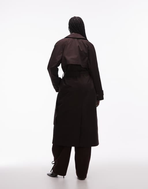 ASOS DESIGN - Waterafstotende trenchcoat met lange pasvorm in chocoladebruin, 4 van 4