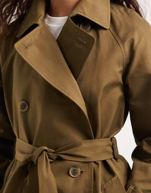 ASOS DESIGN - Waterafstotende trenchcoat met lange pasvorm in kaki, 3 van 4