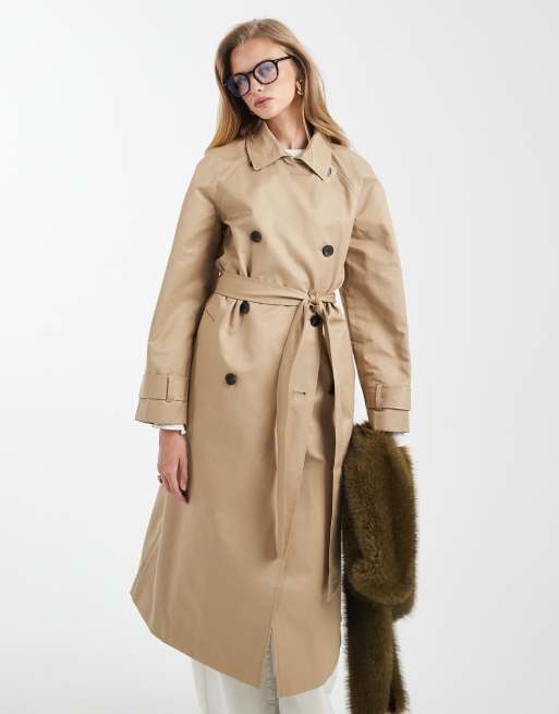 ASOS DESIGN - Waterafstotende trenchcoat met lange pasvorm in stone, 2 van 4