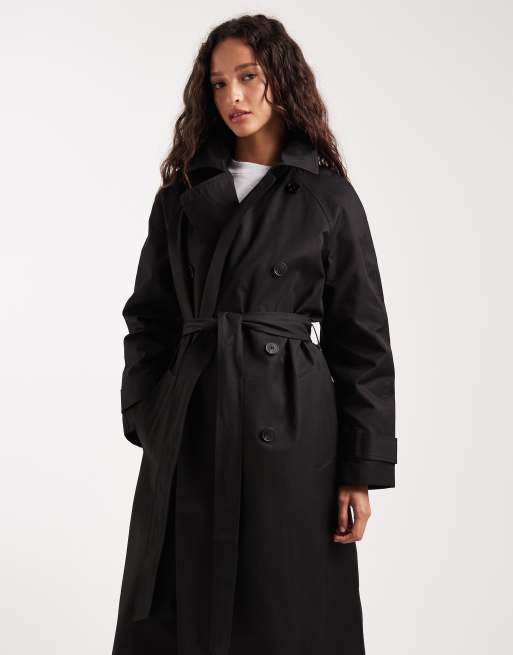 ASOS DESIGN - Waterafstotende trenchcoat met lange pasvorm in zwart, 2 van 4