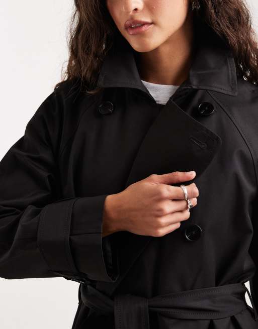 ASOS DESIGN - Waterafstotende trenchcoat met lange pasvorm in zwart, 3 van 4