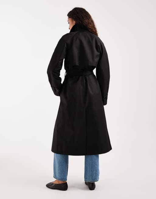 ASOS DESIGN - Waterafstotende trenchcoat met lange pasvorm in zwart, 4 van 4