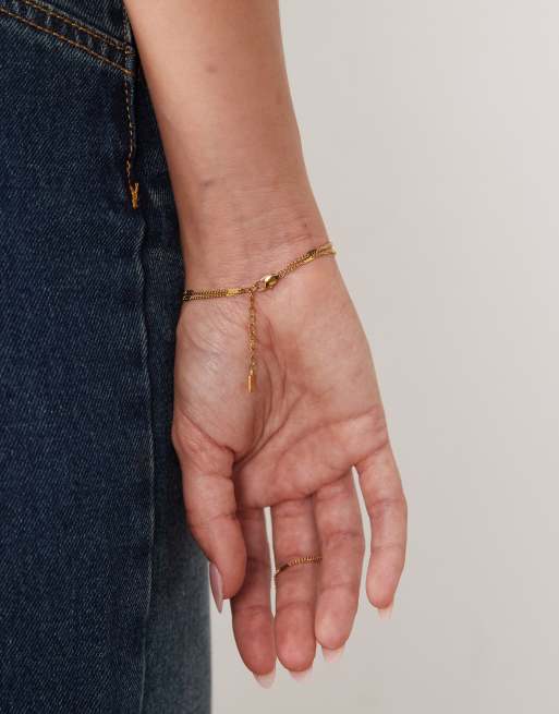 ASOS DESIGN waterbestendige handketting van roestvrij staal in goudkleur, 2 van 3
