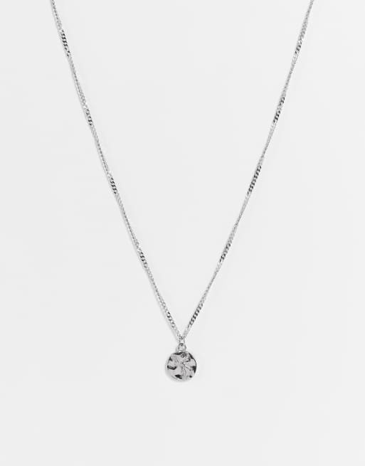 ASOS DESIGN - Waterbestendige ketting van roestvrij staal met wereldbol-hangertje in zilverkleur