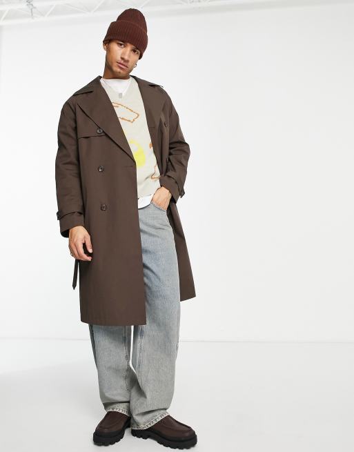 ASOS DESIGN - Waterbestendige oversized trenchcoat in bruin