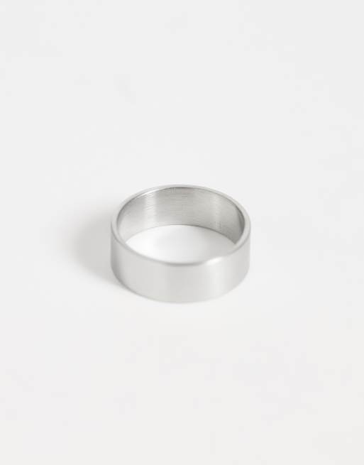 ASOS DESIGN waterbestendige ring van roestvrij staal met band in zilver, 3 van 3