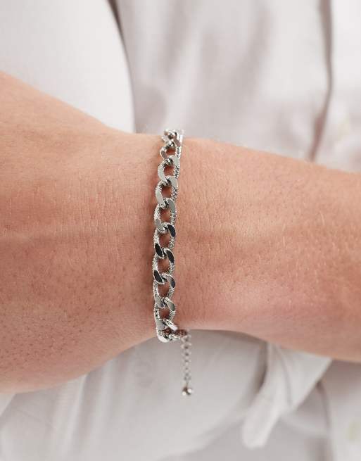 ASOS DESIGN - Waterbestendige, roestvrijstalen armband met platte schakels in zilverkleur