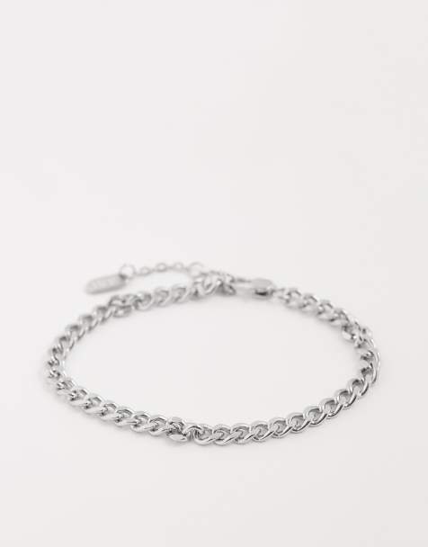 ASOS DESIGN waterbestendige roestvrijstalen curb chain schakelarmband in zilver - view 1
