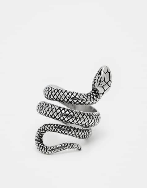 ASOS DESIGN - Waterbestendige roestvrijstalen wikkelring in slangenontwerp in zilver - view 1
