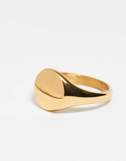 ASOS DESIGN - Waterbestendige roestvrijstalen zegelring in goud  , 2 van 3