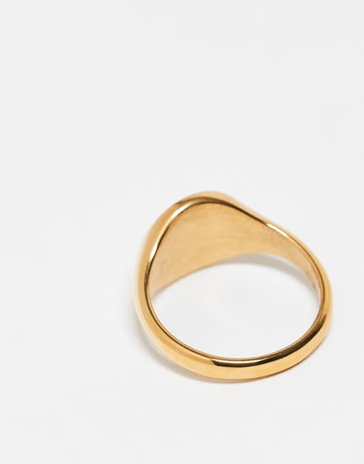 ASOS DESIGN - Waterbestendige roestvrijstalen zegelring in goud  , 3 van 3