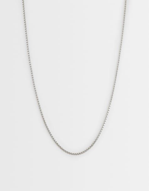 ASOS DESIGN - Waterbestendige skinny ketting van roestvrij staal met vierkante schakels in zilver - view 1